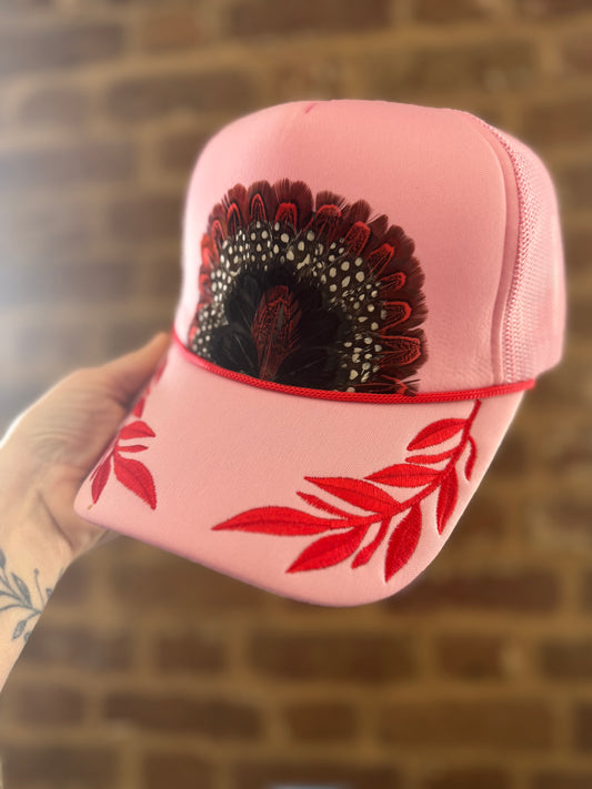 Pink Laurel Feather Trucker