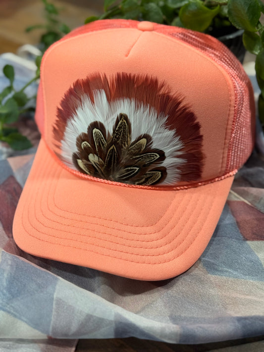 Peachy Pie Feather Trucker