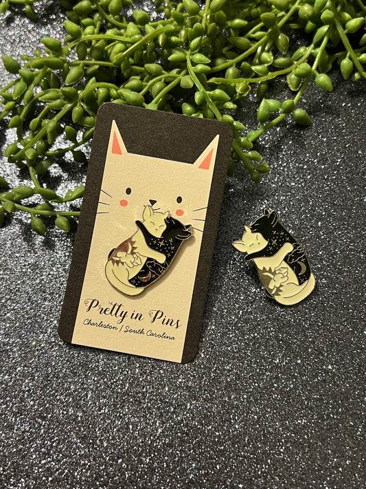 Hugging kitties Pin