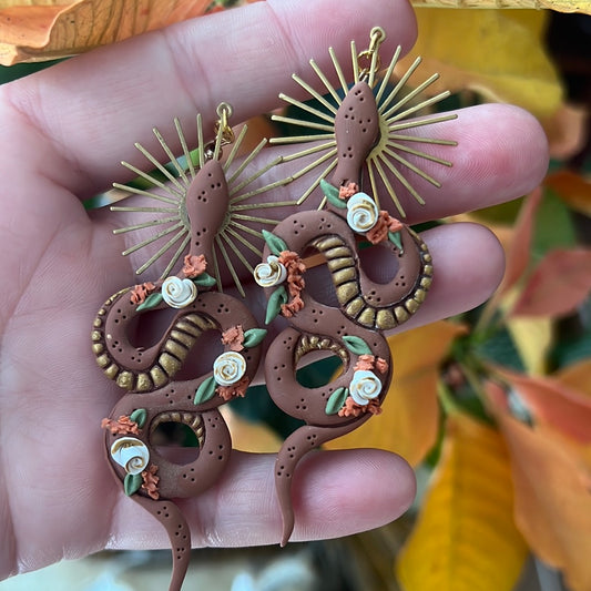 Clay Snake Goddess Earrings