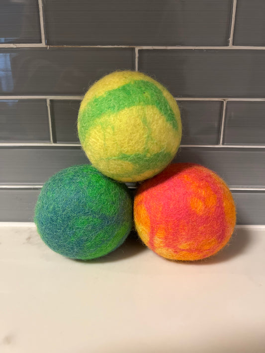 Organic Lincoln Wool Dryer Balls (SET OF 3) Colorful Blast